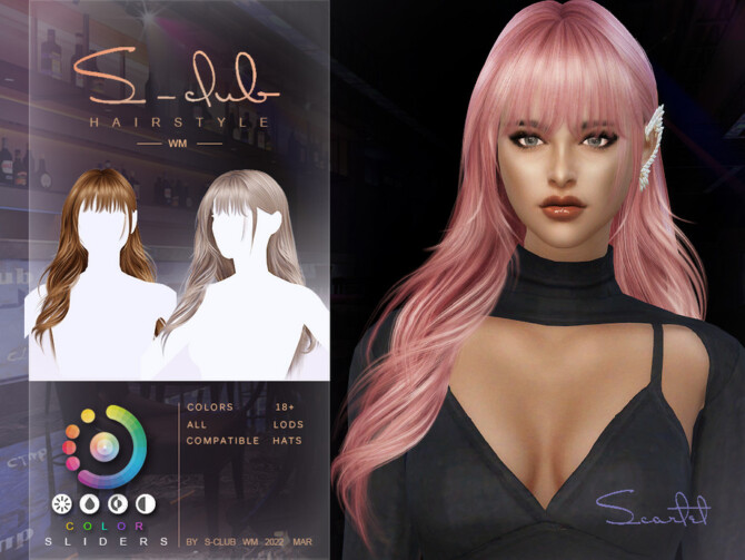 Sims 4 Curly long hair (Scarlet II) by S CLUB at TSR