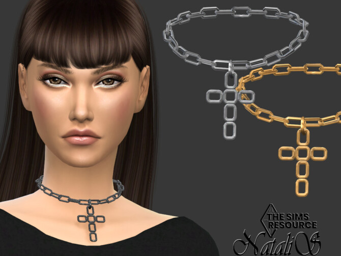 Sims 4 Chain choker with cross by NataliS at TSR