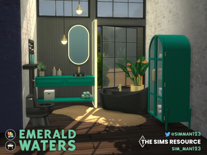 Sims 4 Mid Century Collection   Emerald Waters Bathroom by sim man123 at TSR