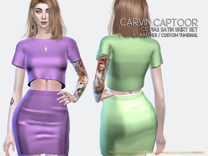 Sims 4 Pias Satin Skirt Set II by carvin captoor at TSR
