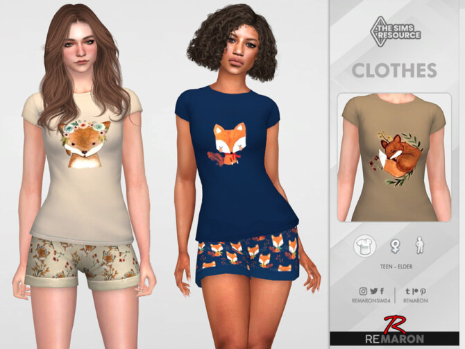 Sims 4 PJ Fox Shirt 01 for Female by remaron at TSR
