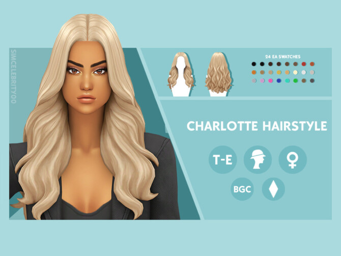 Sims 4 Charlotte Hair by simcelebrity00 at TSR