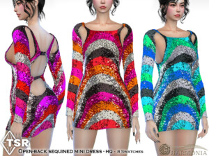 Open-back Sequined Mini Dress by Harmonia at TSR