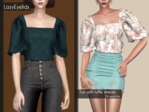 Top with ruffle sleeves at LazyEyelids