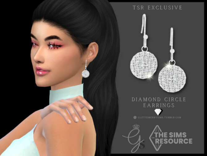 Sims 4 Diamond Circle Earrings by Glitterberryfly at TSR