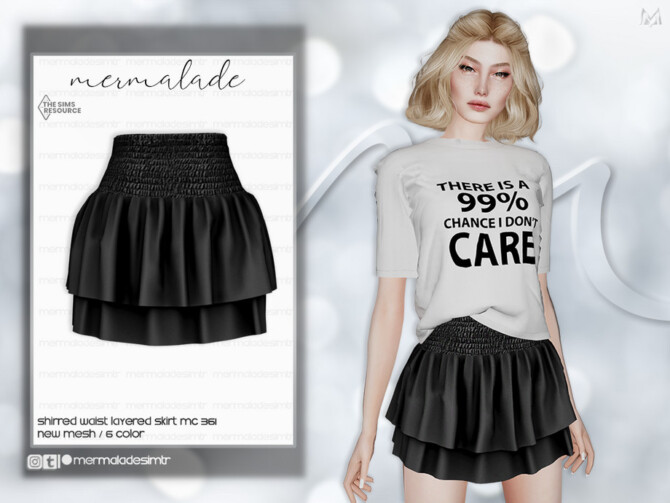 Sims 4 Shirred Waist Layered Skirt MC361 by mermaladesimtr at TSR