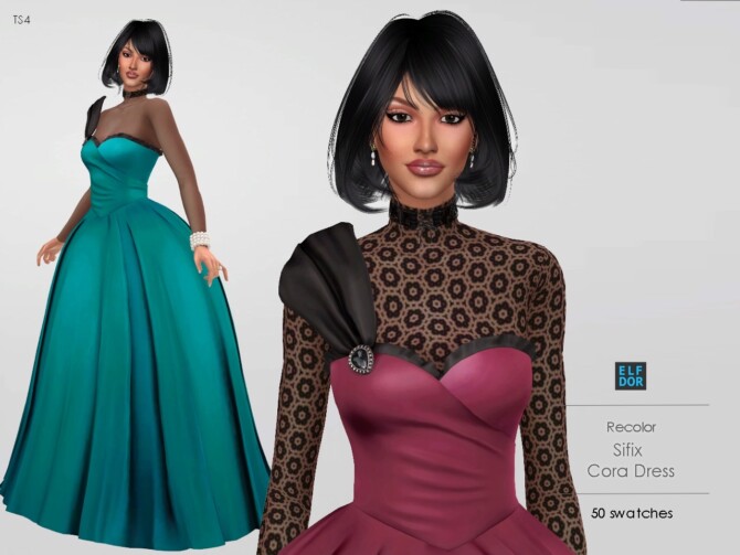 Sims 4 Cora Dress RC at Elfdor Sims