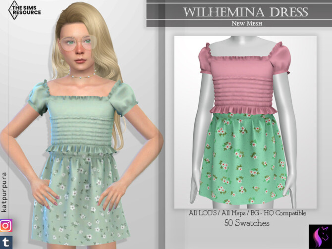 Sims 4 Wilhemina Dress by KaTPurpura at TSR