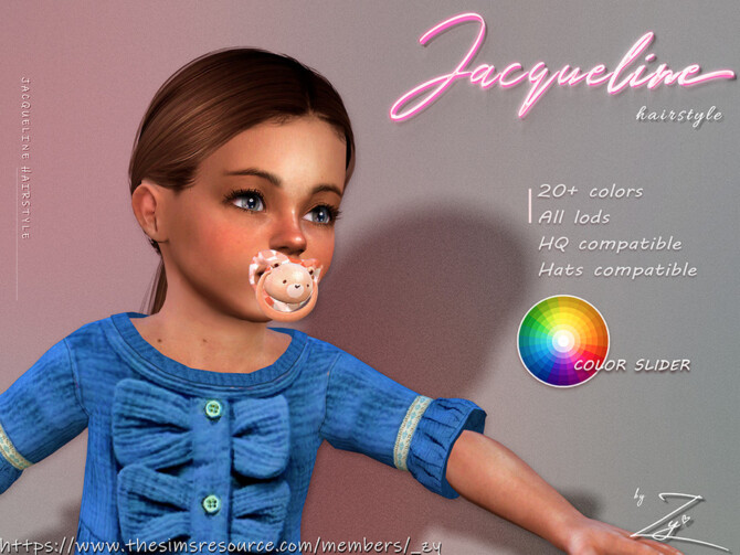 Sims 4 Jacqueline Hair for Toddlers(Tight low ponytail) by zy at TSR