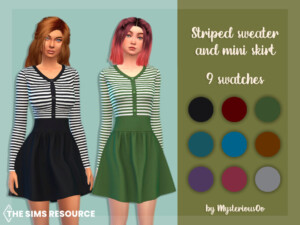 Striped sweater and mini skirt by MysteriousOo at TSR
