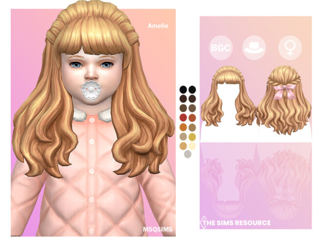 Sims 4 Amelie Hair Toddlers by MSQSIMS at TSR