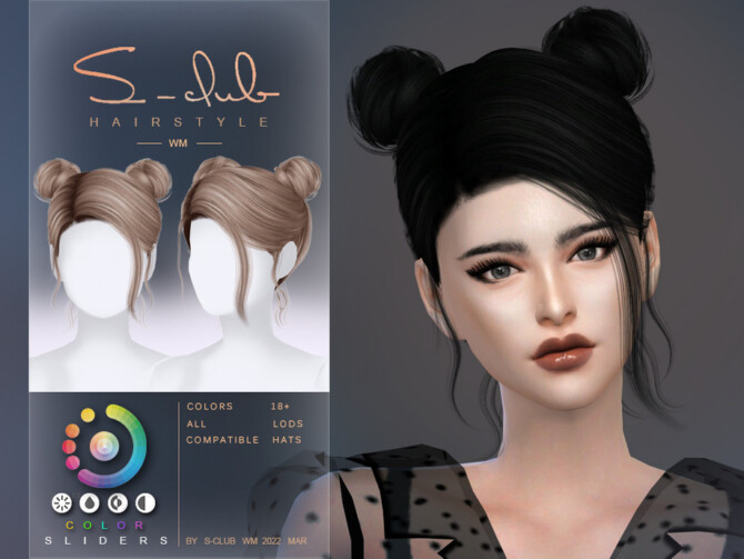Sims 4 Double buns hair (YOYO) by S CLUB at TSR