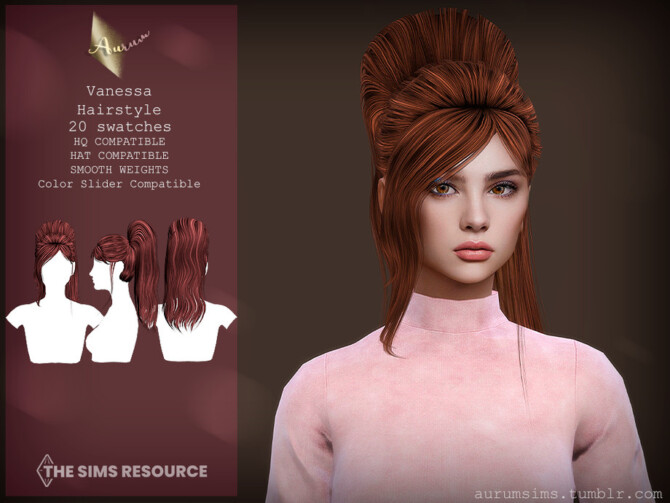 Sims 4 Vanessa High Ponytail Hair by AurumMusik at TSR