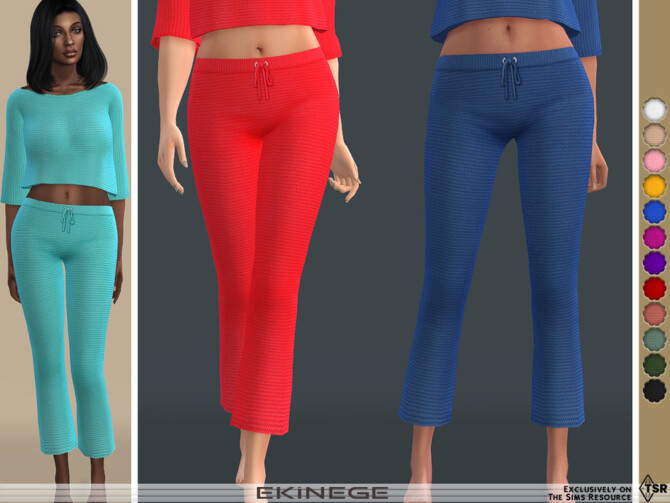 Sims 4 Knit Crop Flare Pants by ekinege at TSR