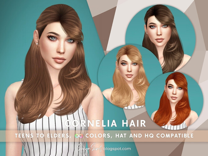 Sims 4 Cornelia Hair by SonyaSimsCC at TSR