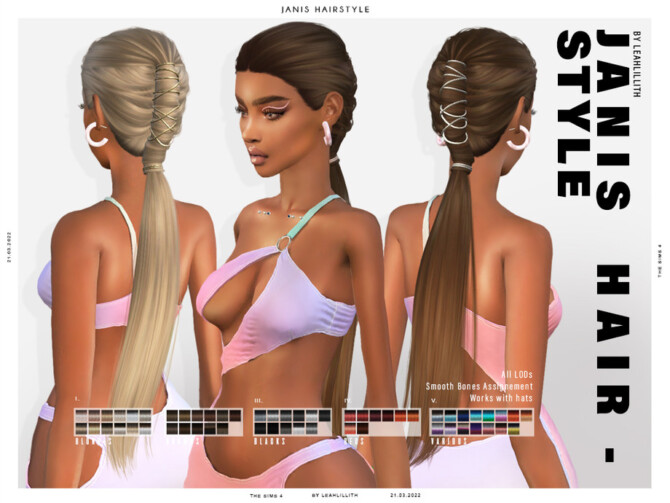 Sims 4 Janis Hair by Leah Lillith at TSR