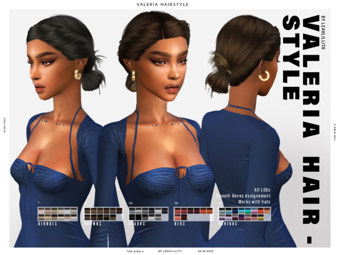 Sims 4 Valeria Hairstyle by Leah Lillith at TSR