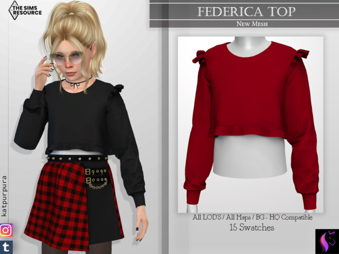Sims 4 Federica Top by KaTPurpura at TSR