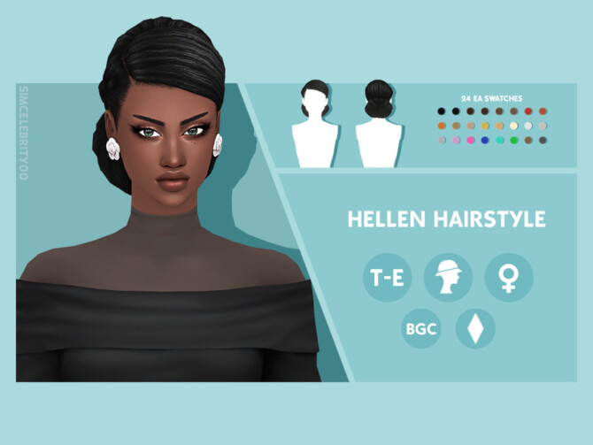 Sims 4 Hellen Hair by simcelebrity00 at TSR