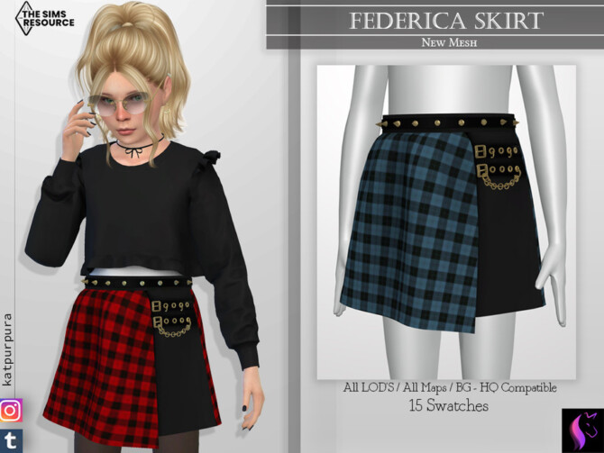 Sims 4 Federica Skirt by KaTPurpura at TSR