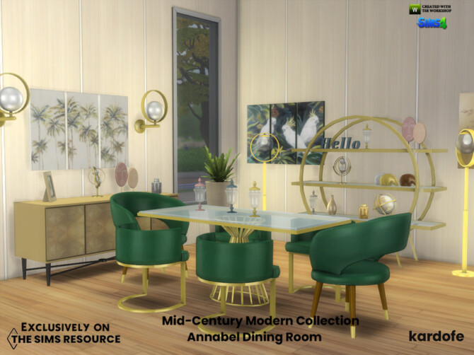 Sims 4 Mid Century Modern Collection Annabel Dining Room by kardofe at TSR