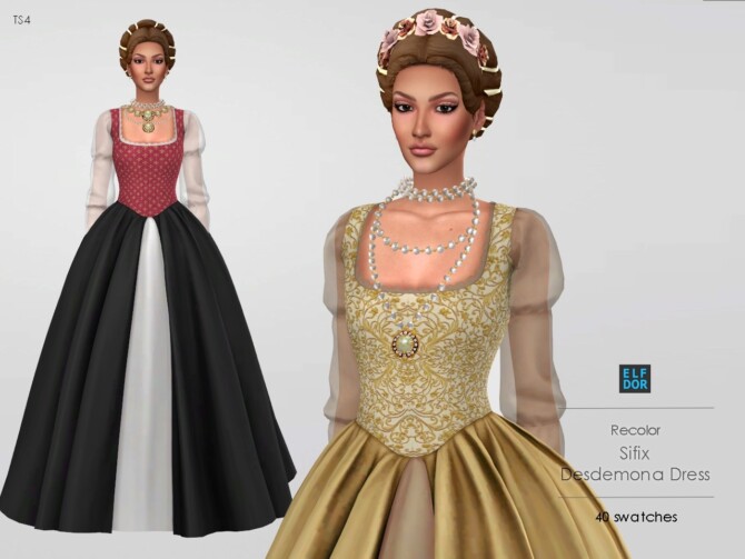 Sims 4 Sifix Desdemona Dress at Elfdor Sims