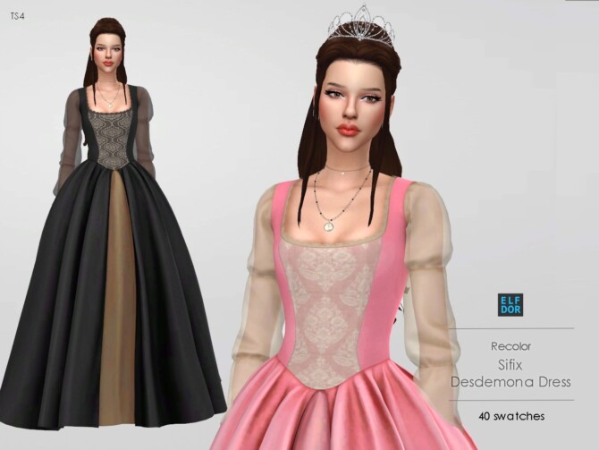 Sims 4 Sifix Desdemona Dress at Elfdor Sims