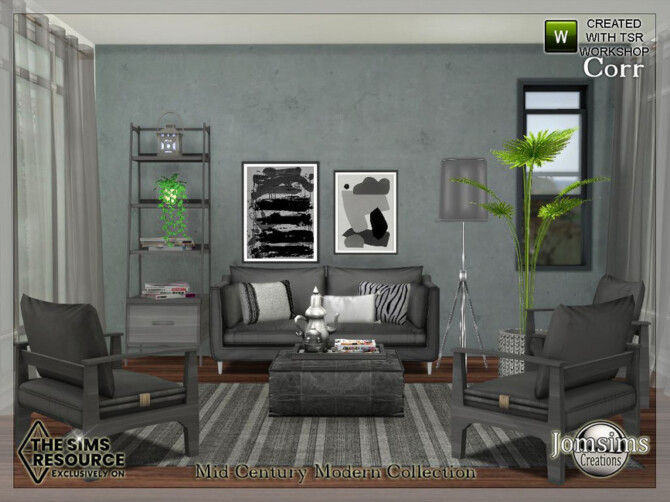 Sims 4 Mid Century Modern Collection Corr living room by jomsims at TSR