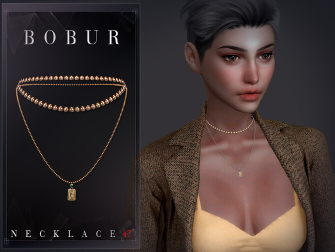 Sims 4 Double emerald necklace by Bobur3 at TSR