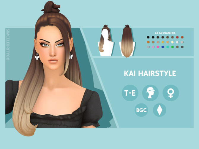 Sims 4 Kai Hair by simcelebrity00 at TSR