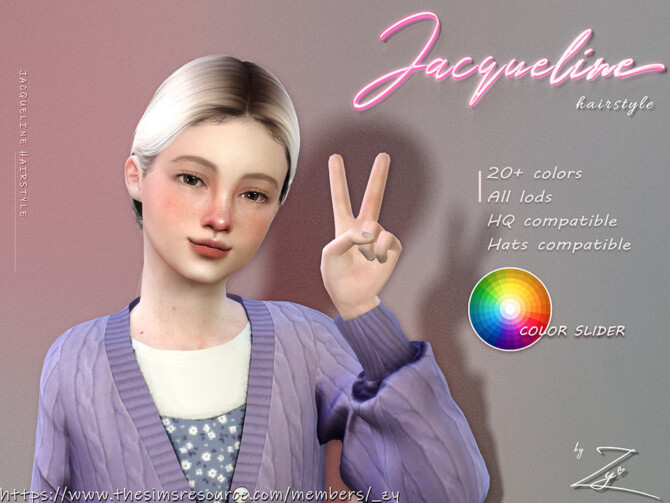 Sims 4 Jacqueline Hair for kids (Tight low ponytail) by  zy at TSR