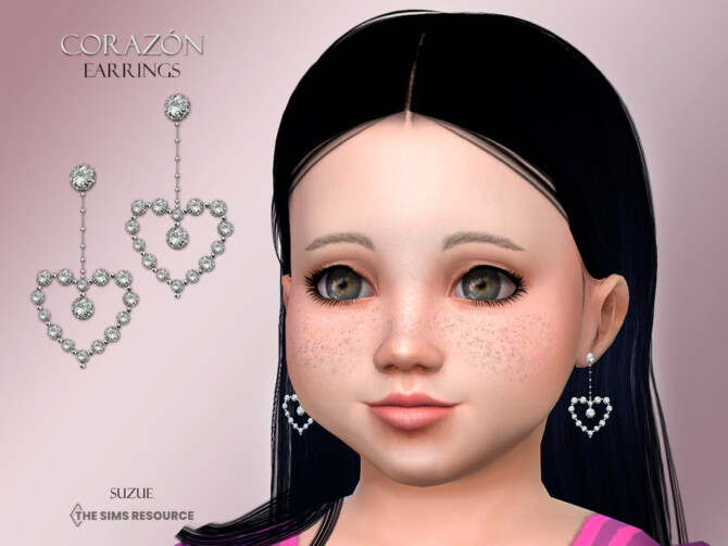 Sims 4 Corazon Earrings Toddler by Suzue at TSR