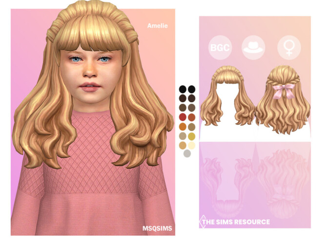 Sims 4 Amelie Hair KIDS by MSQSIMS at TSR