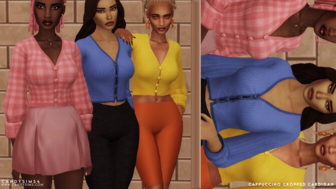 Sims 4 CAPPUCCINO CROPPED CARDIGAN at Candy Sims 4