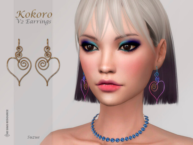 Sims 4 Kokoro Earrings v2 by Suzue at TSR