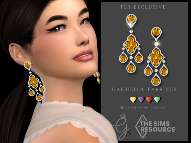 Sims 4 Gabriella Earrings by Glitterberryfly at TSR