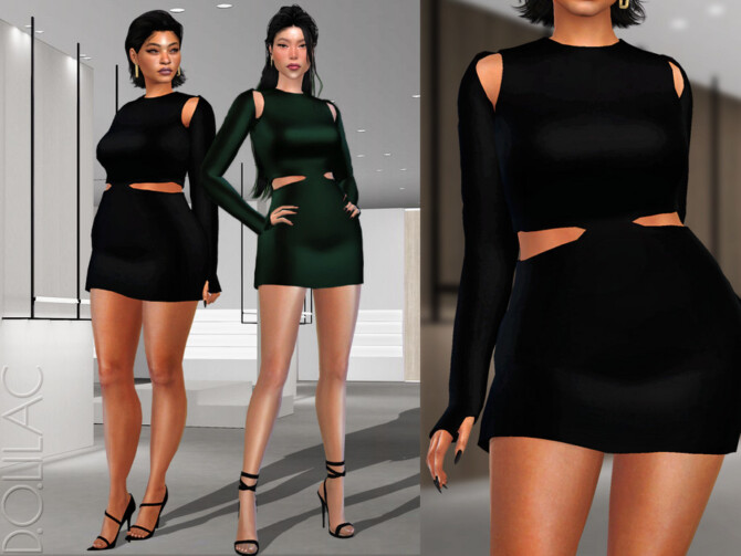 Sims 4 Cutout Mini Dress DO312 by D.O.Lilac at TSR