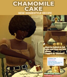 Chamomile Cake – New Custom Recipe by RobinKLocksley at Mod The Sims 4