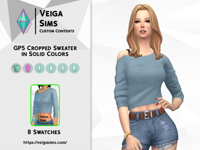 Sims 4 Cropped Sweater in Solid Colors by David Mtv at TSR
