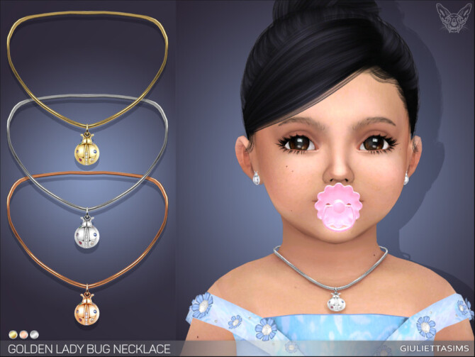 Sims 4 Golden Lady Bug Necklace For Toddlers by feyona at TSR