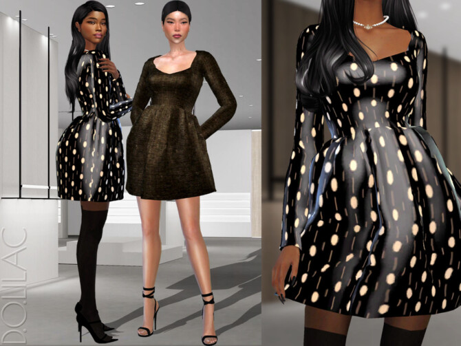 Sims 4 Patterned Mini Dress DO318 by D.O.Lilac at TSR
