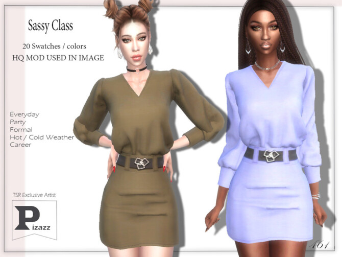 Sims 4 Sassy Class Dress by pizazz at TSR