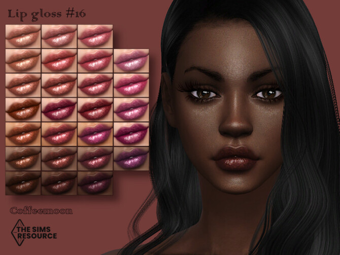 Sims 4 Lip gloss N16 by coffeemoon at TSR