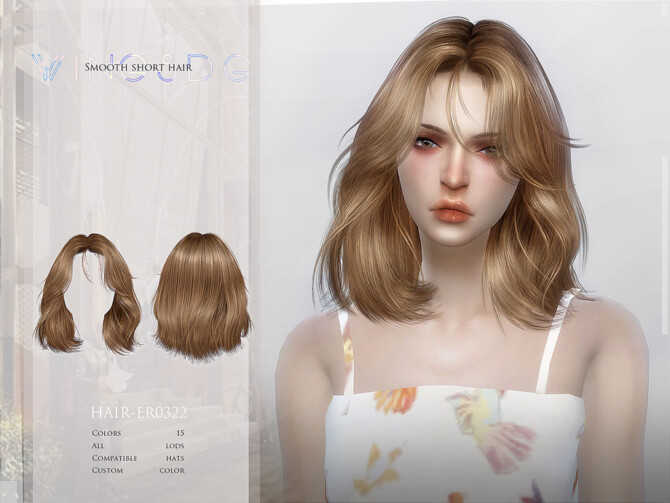 Sims 4 Smooth short hair by wingssims at TSR