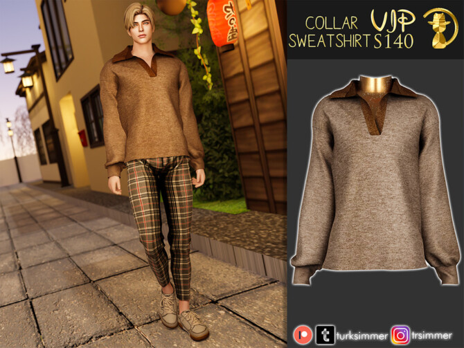 Sims 4 Collar Sweatshirt S140 by turksimmer at TSR