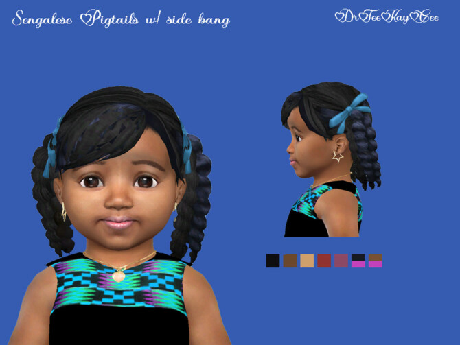 Sims 4 Senegalese Twisted Pigtails with Bangs by drteekaycee at TSR