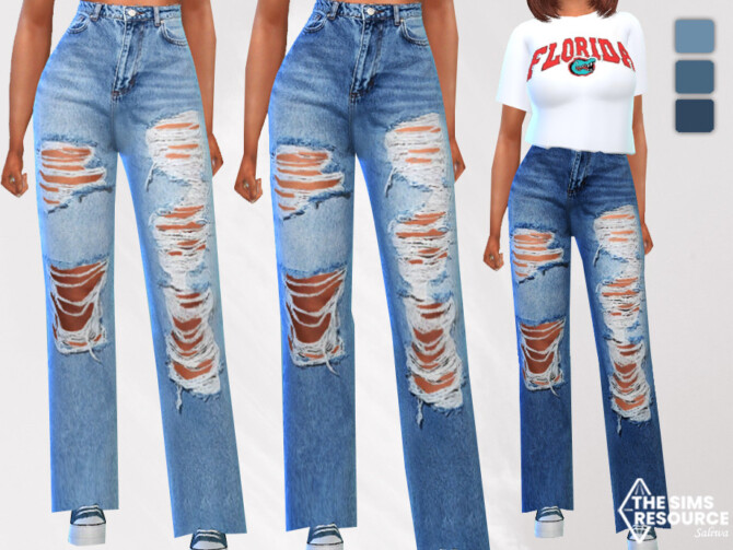 Sims 4 Full Ripped Trendy Mom Jeans by Saliwa at TSR
