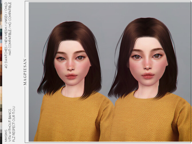 Sims 4 Vita Hair without bangs for Kids by magpiesan at TSR