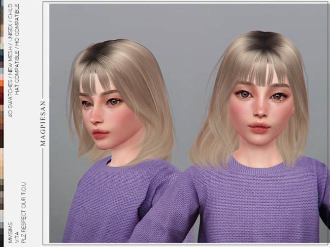 Sims 4 Vita Hair for Child by magpiesan at TSR