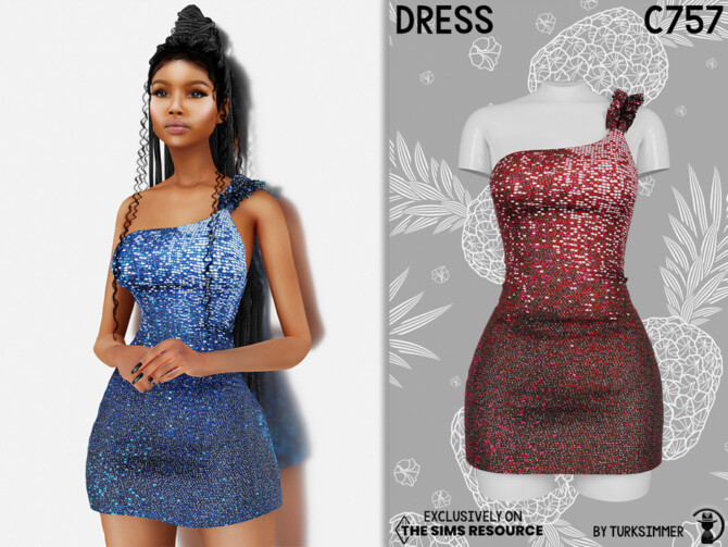 Sims 4 Dress C757 by turksimmer at TSR